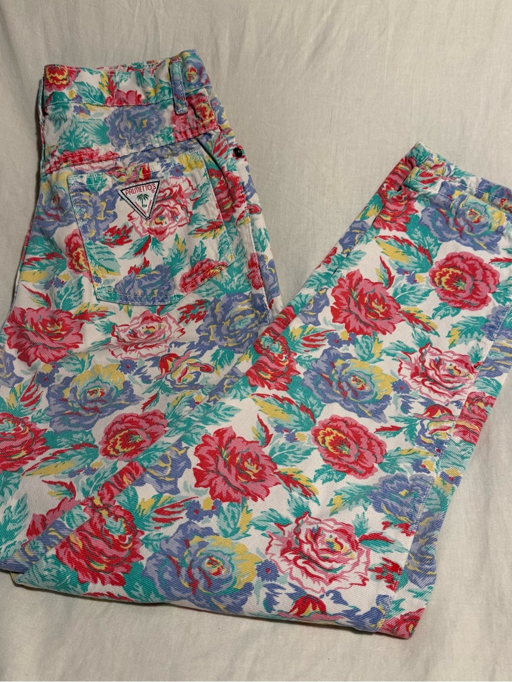Vintage Palmettos Floral Print Straight Leg Pants